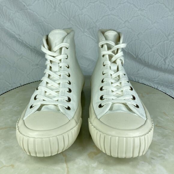 J. Crew Classic High Top Sneakers Women Sz 6 Ivory Canvas Lace Up Comfort Shoes - Picture 3 of 13